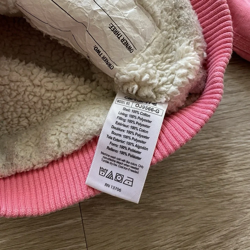 Carhartt Duck Canvas Jacket Girls 18M Toddler Sherpa Lined Hooded Cotton READ